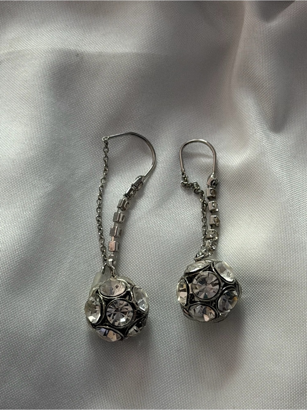 Silver Crystal Drop Earrings - Sparkling Clear Stones